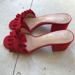 JESSICA SIMPSON red ruffle heel size 10